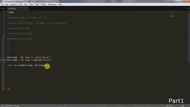 coding in php (Hindi) -24 (part1). How to use strcmp(), similar_text() string function ? смотреть онлайн