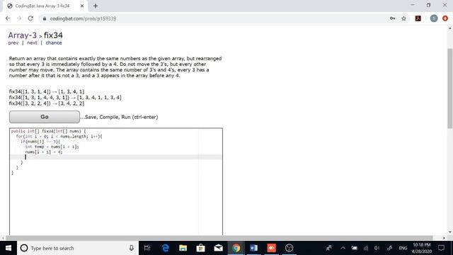 Array-3 (fix34) Java Tutorial || codingbat.com смотреть онлайн