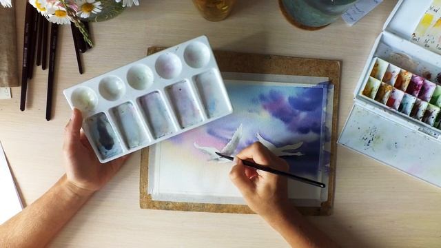 Мастер-класс #44 Гуси-лебеди Watercolor workshop смотреть онлайн
