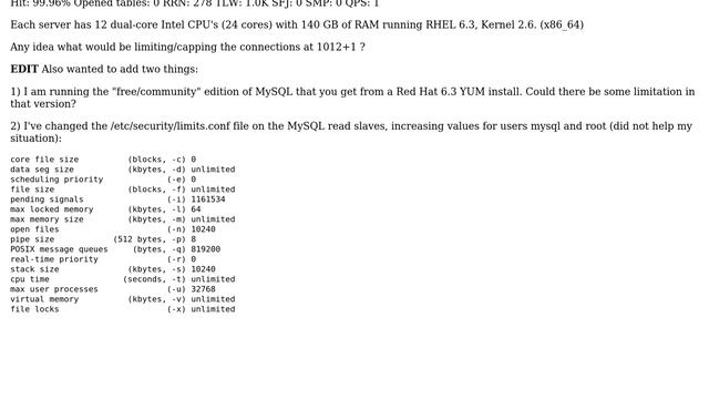 Databases: MySQL server connections capped at 1013 смотреть онлайн