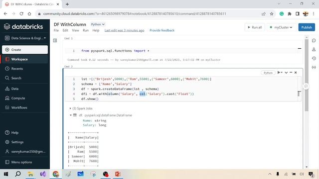22- withColumn() in PySpark Add new column change existing column data or type in DataFrame смотреть онлайн