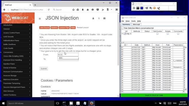 WebGoat Tutorial 5 JSON Injection смотреть онлайн