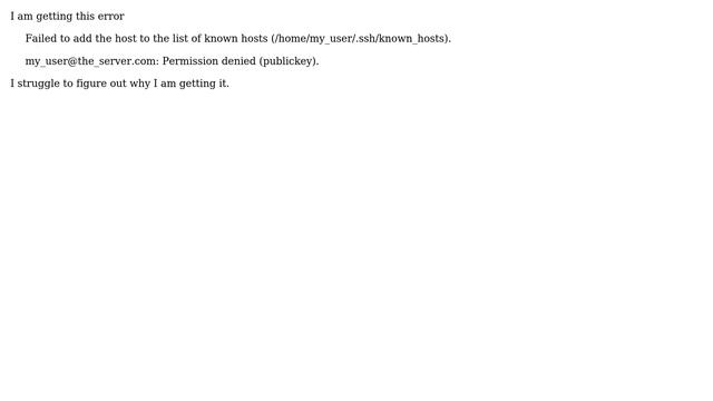SSH error on Linux : Failed to add the host to the list of known hosts смотреть онлайн