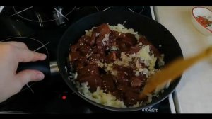 Нежный вкусный БЕФСТРОГАНОВ с говяжьей печёнки в сметанном соусе