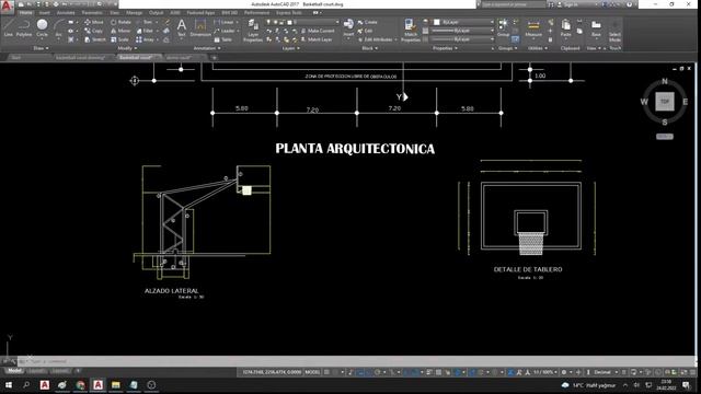 Basketball Court Drawing - in AutoCAD and PDF Download Link. смотреть онлайн