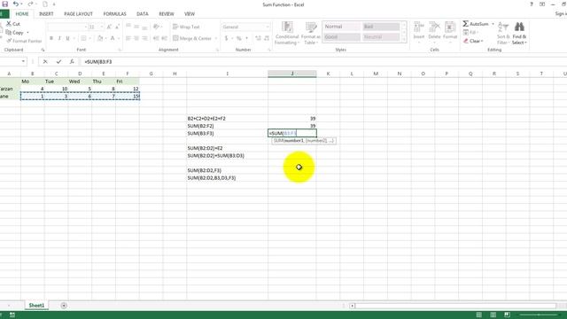 EXCEL SUM FUNCTION - Add values of individual cells together MS Excel 2016 смотреть онлайн
