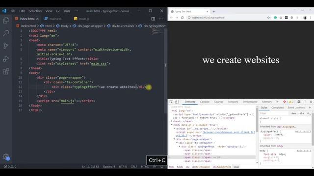 How to Create a Typing Text Effect using Javascript, CSS, & HTML смотреть онлайн