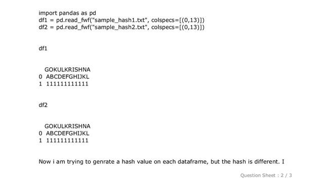 Pandas : How to generate a Hash or checksum value on Python Dataframe (created from a fixed width f смотреть онлайн
