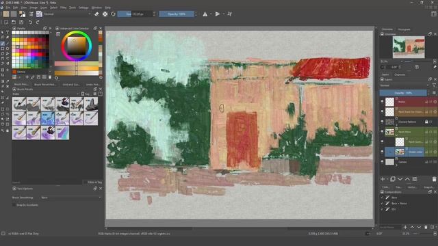 Oil painting with NEW RGBA-wet impasto brushes in KRITA 5 смотреть онлайн