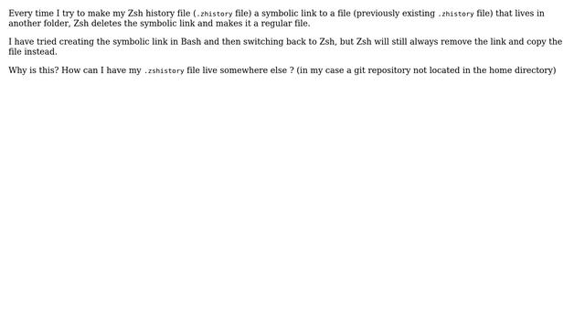 Unix & Linux: Unable to make .zhistory a symbolic link смотреть онлайн
