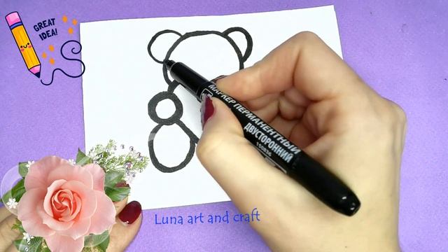 Легкие рисунки для детей Как нарисовать мишку Лалафанфан Рисунки для срисовки Vẽ con gấu смотреть онлайн