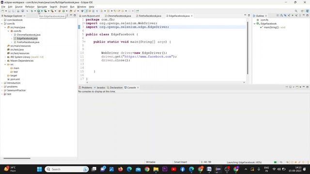 First selenium program Using Selenium + Java open Edge browser using Edge driver in eclipse смотреть онлайн