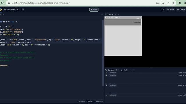 Adding the Expression Label and the Entry label to the Calculator App in Tkinter смотреть онлайн