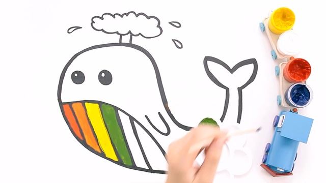 Как нарисовать КИТА и раскрасить в цвета радуги / Мультик раскраска для детей / Раскрась Ка смотреть онлайн