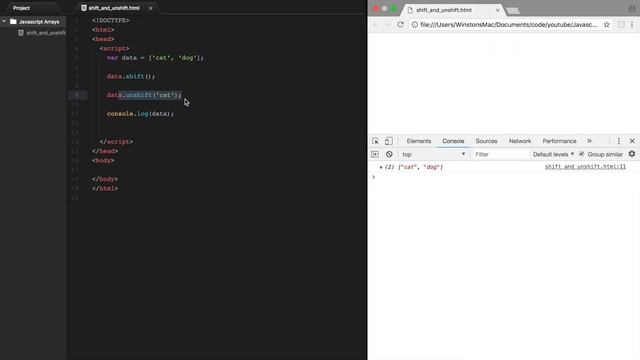 JavaScript Arrays - shift and unshift Methods смотреть онлайн