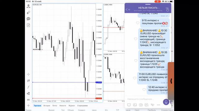 Разбор сделок 13.11.18 EUR/USD; GBP/USD господство восходящего тренда смотреть онлайн