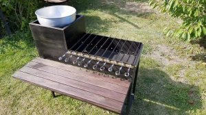 Мангал с подставкой для казана и откидным столиком