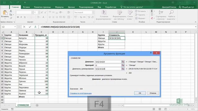 Функция СУММЕСЛИ в excel SUMIF смотреть онлайн