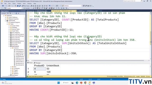 Khóa Học SQL Server - Bài 22. Bài tập ôn tập câu lệnh SQL смотреть онлайн