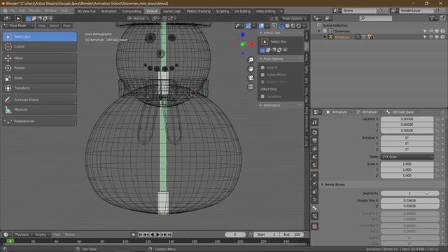 Риггинг снеговика в Blender