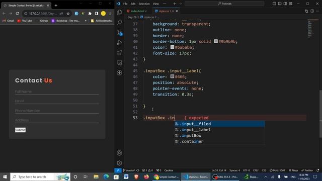 How To Create A Simple Hover Effect Contact Form Using HTML and CSS Tutorial for html CSS beginner смотреть онлайн