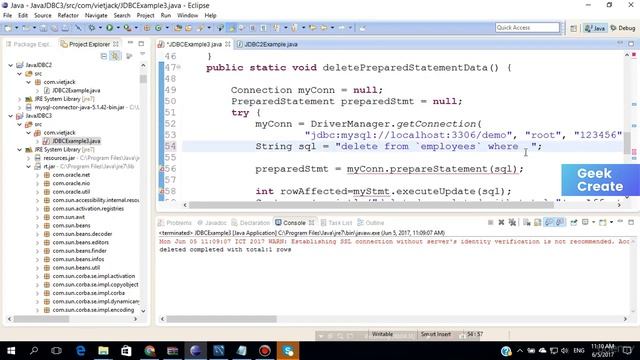 Thao tác xóa bản ghi, giới thiệu Prepared Statement trong - Học JAVA Cho Người Đi Làm смотреть онлайн