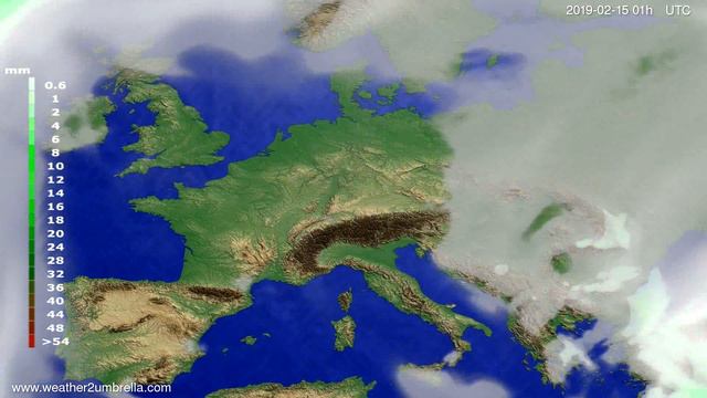 Precipitation forecast Europe 2019-02-13 смотреть онлайн
