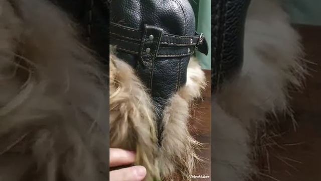 Шапка мужская кожаная с мехом енота. смотреть онлайн