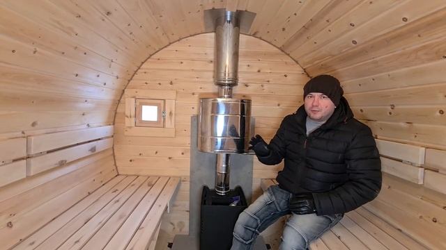 Бюджетная но уютная баня-бочка с парной из кедра +чан из нержавейки! смотреть онлайн