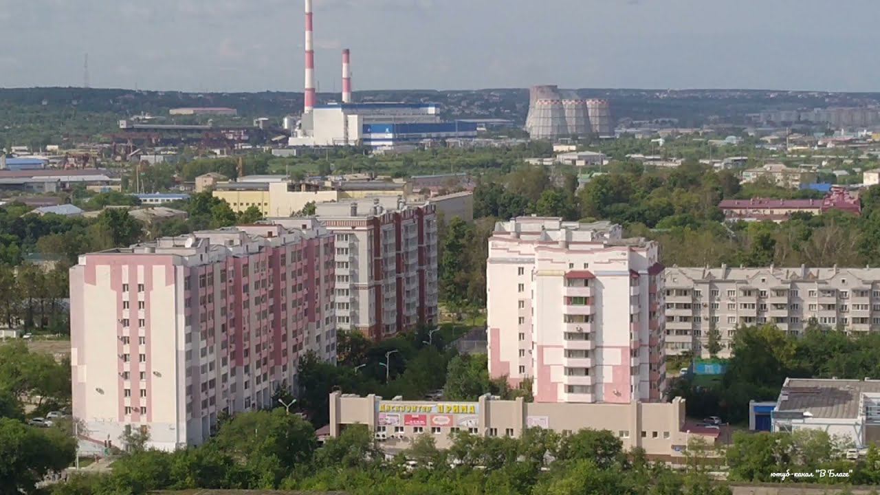 Благовещенск, вид из дома Ленина 176/2 на северную и западную стороны, на Китай смотреть онлайн