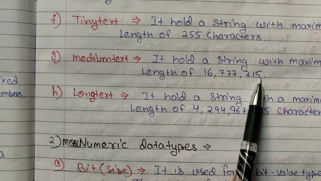 MySQL Data Types with Notes in DBMS - SQL Tutorials in Hindi смотреть онлайн