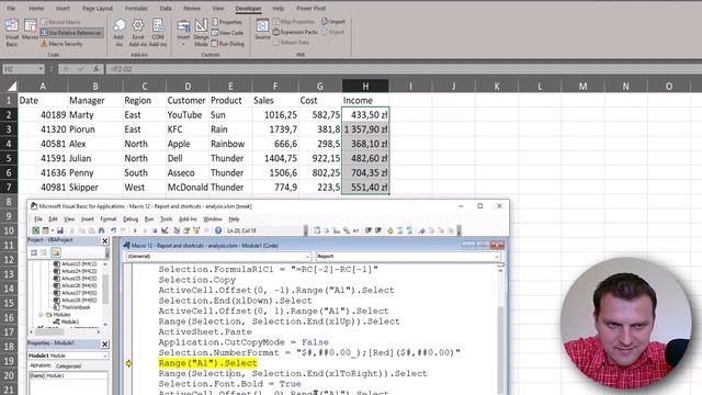 Excel VBA - Report formatting and shortcuts - code analysis | Introduction to macros and VBA 12 смотреть онлайн