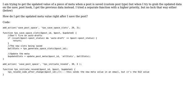 Wordpress: Get updated meta data after save_post hook смотреть онлайн