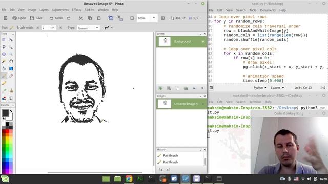 I Draw Like A Printer ( self-portrait ) with PyAutoGUI | Python automation for drawing смотреть онлайн