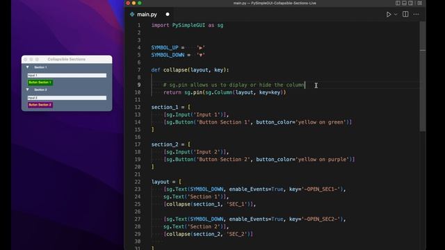 PySimpleGUI - Collapsible Sections смотреть онлайн