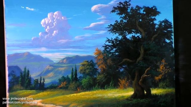 Acrylic Landscape Painting In Time-lapse / Big Old Tree / JMLisondra