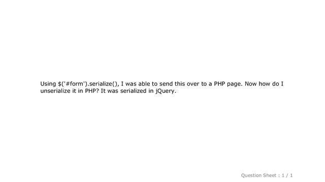 PHP : How do I PHP-unserialize a jQuery-serialized form? смотреть онлайн
