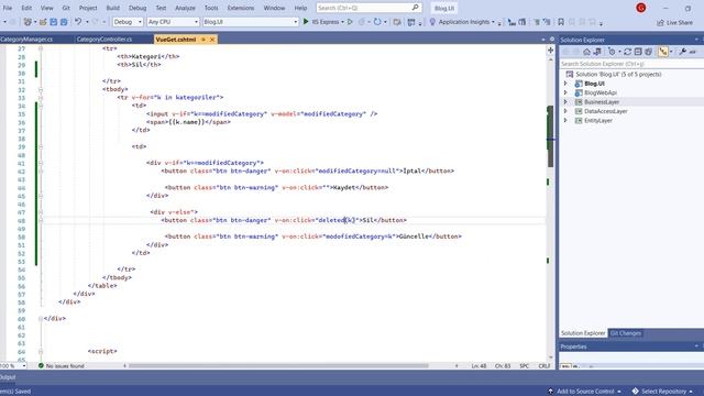 .Net Core Vue JS ile Apiye Bağlanıp Mvc Uygulamasında CRUD Operasyonları Veri Güncelleme смотреть онлайн