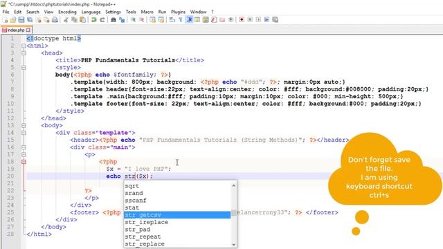 PHP Fundamentals Part-08: PHP String Methods смотреть онлайн