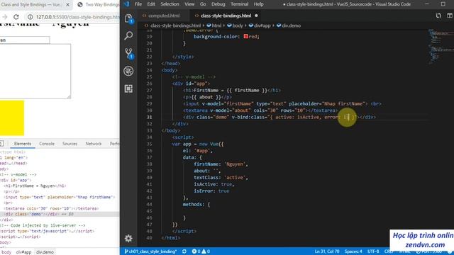 Lập trình VueJs - 10 Ràng buộc Class bằng VueJs смотреть онлайн