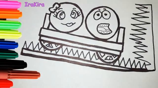 Рисуем раскраски??! Персонажи игры КРАСНЫЙ ШАРИК! Учим цвета на русском языке! смотреть онлайн