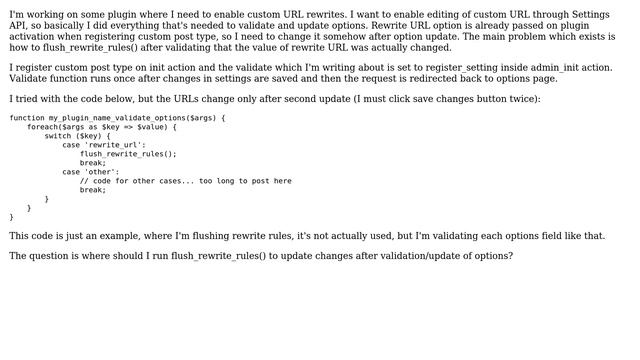 Wordpress: Flush rewrite rules on option update with Settings API смотреть онлайн