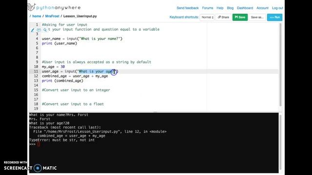 Python User Input смотреть онлайн
