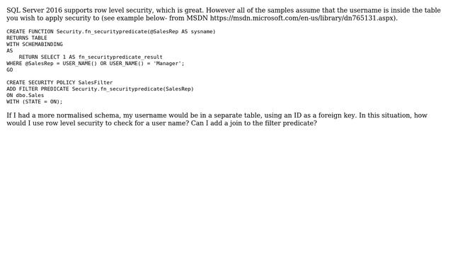 Databases: Row level security in SQL Server 2016 with a normalised schema смотреть онлайн
