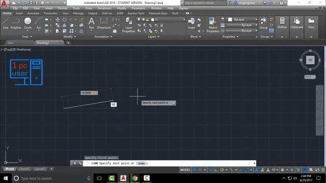Autocad 2018 line command tutorial - how to draw a line in autocad 2018 with direct distance entry смотреть онлайн