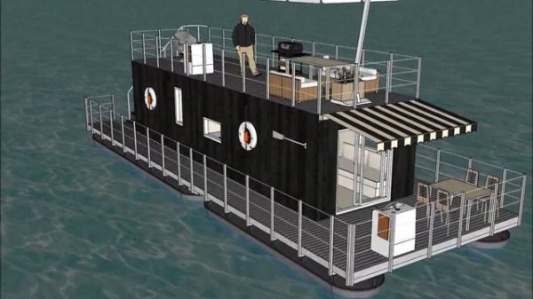 Модульные плавучие дома и дачи (Houseboat) на понтонах Valkon Dock