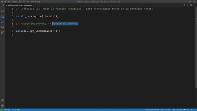 Lodash Ejercicio: 263 Usar la Función kebabCase() para Representar Texto en la Notación Kebab смотреть онлайн