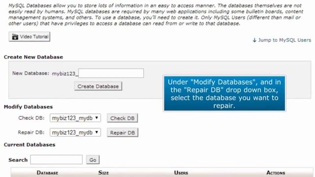 How to repair a MySQL database in cPanel смотреть онлайн