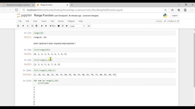 Python Range Function | Range Function In Python With Detail | Python Lecture | Knowledge Madness смотреть онлайн