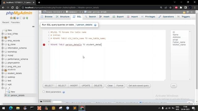 How to Rename Table Name in MySQL phpmyadmin MariaDB смотреть онлайн